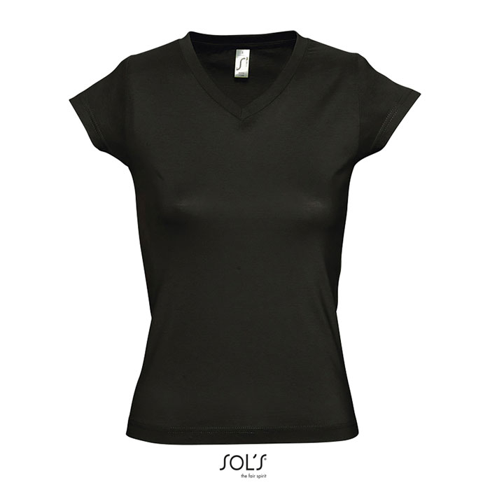 Tshirt col V publicitaire femme 150g - MOON noir profond